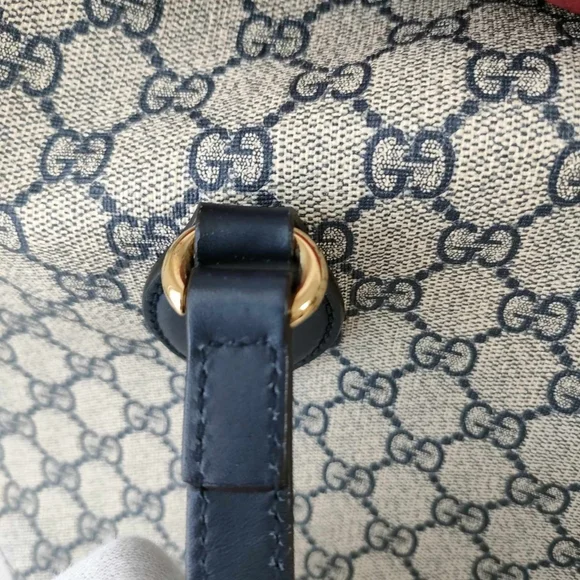 GG Supreme Monogram Linea A Foldover Tote Beige Blue Hibiscus Red - Picture 8 of 16